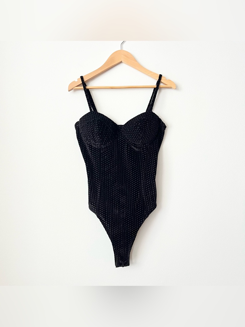 Lulus Flirty Feelings Black Velvet Bustier Bodysuit XS Diamond Pattern Sexy Vamp